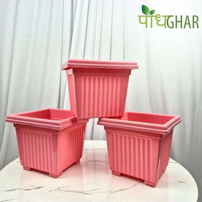 podhghar Terra Pot Plant Container Set(Pack of 3, Plastic)