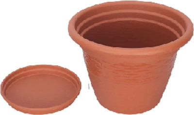Besttrader Modern Design Durable Plastic Plant Pot with tray (pack of 4) Plant Container Set(Pack of 4, Plastic)