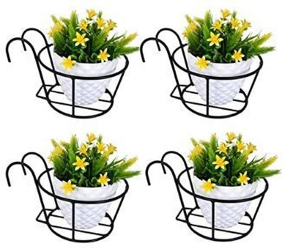 JNCRAFTS Planter Flower Pot Holder Basket Iron for Balcony,Garden, Plant Container Set(Pack of 4, Metal)
