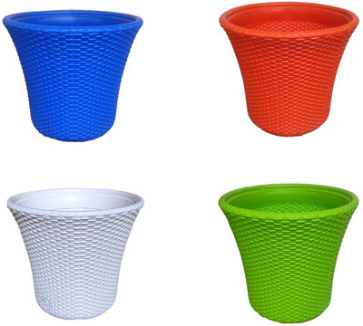Auto E-Shopping 12 Inch Multi PP Plant Container Set(Pack of 4, Plastic)