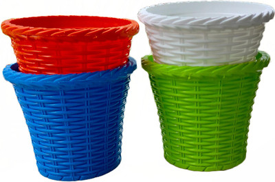 Clastik 5 Inch Small Table Top Planter for Home & Office Decoration Plant Container Set(Pack of 4, Plastic)