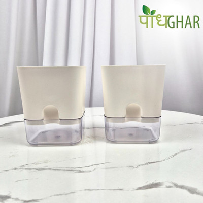 podhghar Self Watering Planters Plant Container Set(Pack of 2, Plastic)