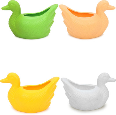 JOREN PACK 4 Duck Shape Flower/Gamla/Planter/Pot Plastic Plant Container Set(Pack of 4, Plastic)