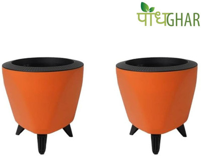 podhghar Lagos Pot Pack Of 2 Plant Container Set(Pack of 2, Plastic)