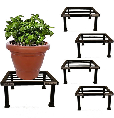 JH CRAFTY arden Flower Pot Stand For Living Room-(Black-Set of 4) Plant Container Set(Pack of 4, Metal)