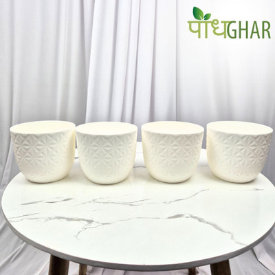 podhghar Verona Diamond Pot Pack Of 4 Plant Container Set(Pack of 4, Plastic)