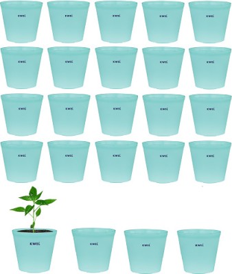 KWEL Nursery Pot 4-inch Plastic Aqua Green Color Plant Container Set(Pack of 24, Plastic)