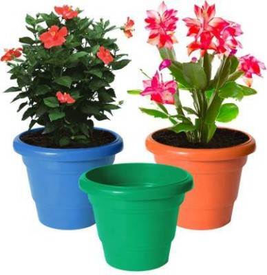 Ramanuj (Pack of 3)7inches Round HighQuality Pots Garden,Attractive Home Without Flowers Plant Container Set(Pack of 3, Plastic)