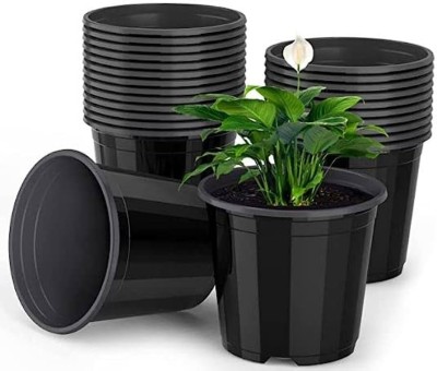 Varshney Gardening 6 inch orchid plant seeding pot (black nursery pot) pack of 10 piece Plant Container Set(Pack of 10, Plastic)