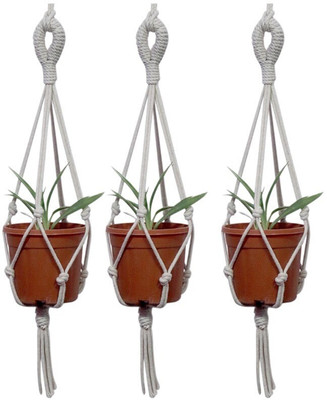 MAYA CREATION macrame Plant hanger for indoor/ outdoor boho decoration Plant Container Set(Pack of 3, Biocomposite, Fabric)