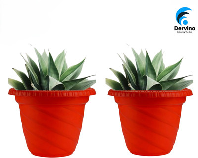 Dervino Plastic Twister Flower Pots for Home Planters, Terrace, Garden |Pack of 02|Red Plant Container Set(Pack of 2, Plastic)