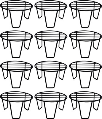 V Trisha Creative Set of 12 Pieces In Black Color For Both Outdoor & Indoor Use Plant Container Set(Pack of 12, Metal)