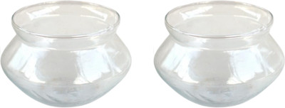NiMoj Bowl Handi 4 inch for Two Layer Lucky Bamboo Plants & Flowers Plant Container Set(Pack of 2, Glass)