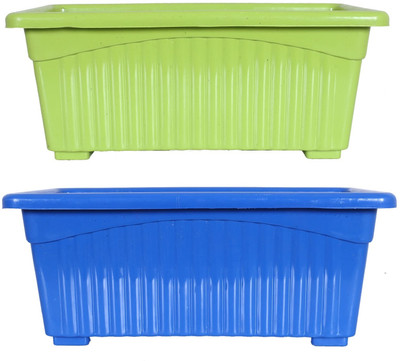 RR sah Rectangular Jupiter Plastic Window Pot Flower Planter for Home & Garden 14 Inch Plant Container Set(Pack of 2, Plastic)