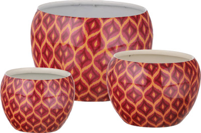homspurts Designer Meena Metal Table Top Planter (Set Of 3), Color - Pink Plant Container Set(Pack of 3, Metal)