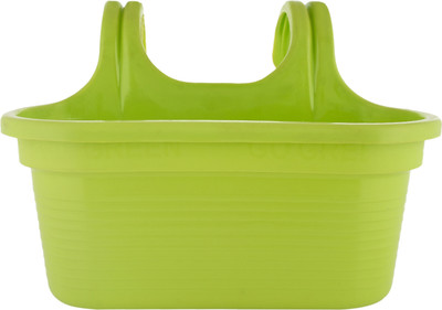 KUBER INDUSTRIES Double Hook Plastic Hanging Flower Pot for Home & Garden|12 Inch|Green Plant Container Set(Plastic)