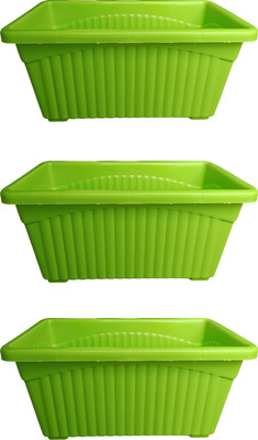 MartesPoint Green Large Rectangular Jupiter Plant Pots for Vivid Balcony & Garden Displays Plant Container Set(Pack of 3, Plastic)