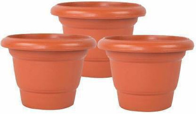 Virajsanchi Enterprises 10 inches Round Gardening Flowering Planter Pots For indoor/outdoor 3 POTS Plant Container Set(Pack of 3, Plastic)