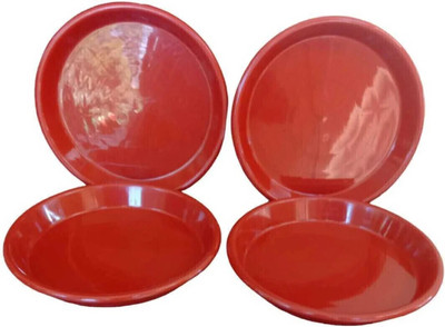 KUMUDAM Heavy Duty Planter Pot Bottom Plate/Tray/Saucer Base Plate For 10 inch Plant Pot Plant Container Set(Pack of 4, Plastic)