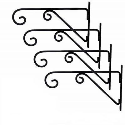 TSK Wall Brackets for Hanging Flower Pots, Hanging Hooks for Indoor Outdoor Plant Container Set(Pack of 4, Metal)