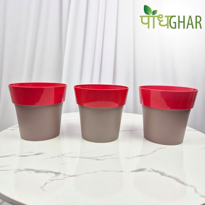 podhghar Arty Pot Pack Of 3 Plant Container Set(Pack of 3, Plastic)