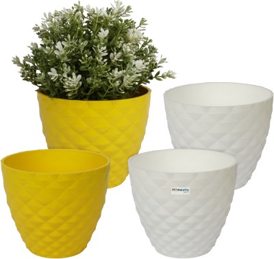 HOMESTIC Plastic Flower Pots for Indoor|Outdoor|Diamond Flower Pot|6 Inch|Pack of 4|Multi Plant Container Set(Pack of 4, Plastic)