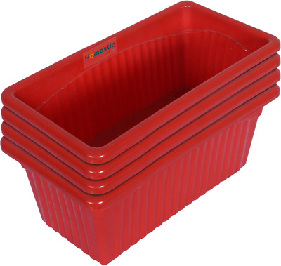 HOMESTIC by Kuber Industries Rectangular Jupiter Plastic Window Pot|Flower Planter 14 Inches Pack of 4 (Red) Plant Container Set(Pack of 4, Plastic)