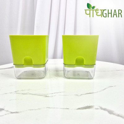 podhghar Self Watering Planters Plant Container Set(Pack of 2, Plastic)