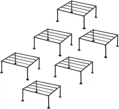 Abhi Creation Modern Indoor / Outdoor Iron Planter Stand / Flower Shelf Rack Holder Plant Container Set(Pack of 6, Metal)