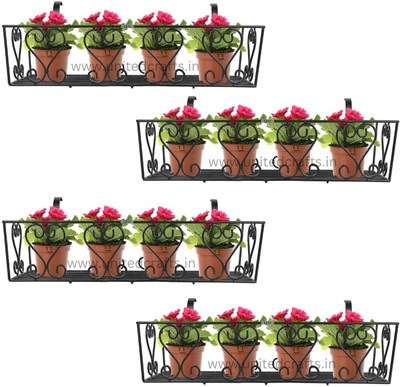 United Crafts Aster Railing Heavy & High Quality Metal , With Heavy Handle Plant Container Set(Pack of 4, Metal)