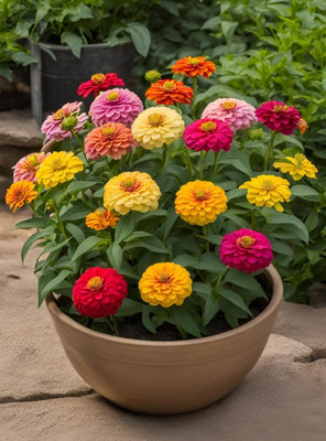 SeedsVally Mixed Color Zinnia Flower Seeds Seed(100 per packet)