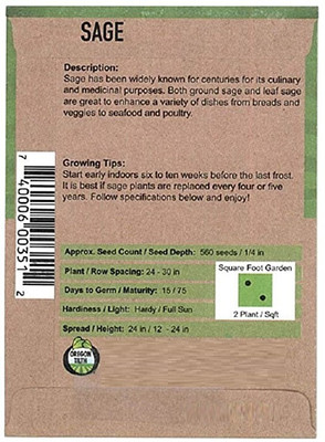 CYBEXIS Organic Herb Seed Sage2800 Seeds Seed(2800 per packet)