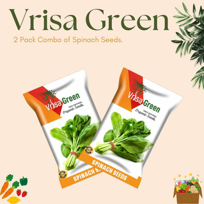 Vrisa Green High-Quality Spinach Seeds for Fresh and Healthy Harvests Seed(2 per packet)