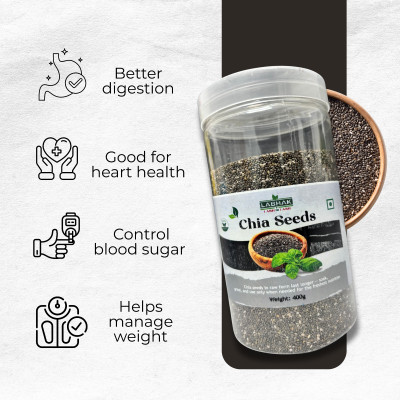 LABHAK Raw Chia Seeds for Weight Loss|Loaded with Omega 3, Zinc & Fiber|Diet Food Chia Seed(400 g)
