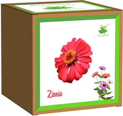Sow and Grow Seed Starter Flower Grow Kit of Zinnia, Ideal for 20-35 degrees temperatures Seed(1 per packet)