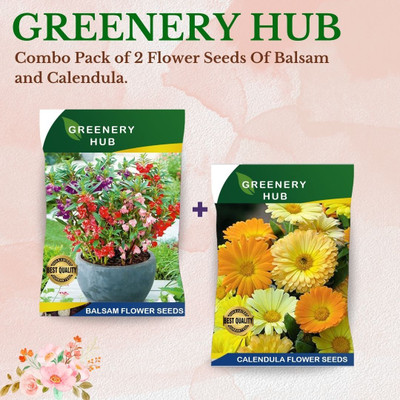 Greenery Hub Sunset Glow Balsam & Calendula Combo Seed(100 per packet)