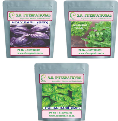 SK ORGANIC Basil Seeds for Plantation- Red Basil -Indian Basil -Italian Basil Seed(150 per packet)