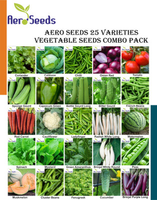 Aero Seeds Combo of 25 varieties vegetable seeds with instruction manual. Seed(25 per packet)