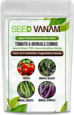 SEED VANAM Tomato & Brinjals Seed Combo – Black, Green & Purple Brinjal 10g | Gardening Seed(10 g)