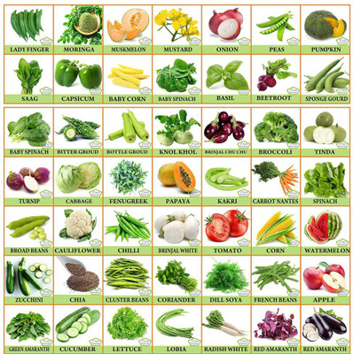 CYBEXIS 50 Varieties Vegetable & Fruit Seeds Combo Seed(10 g)