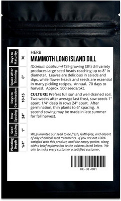 WILLVINE KGF -232 Dill Culinary Herb Seed(500 per packet)