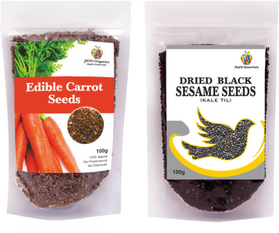Jioo Organics Carrot Seed and Black Sesame Seeds Seed(2 per packet)
