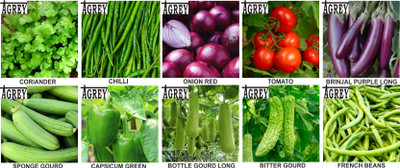 Agrey combo of 10 variety vegetable seeds with instruction manual. Seed(10 per packet)