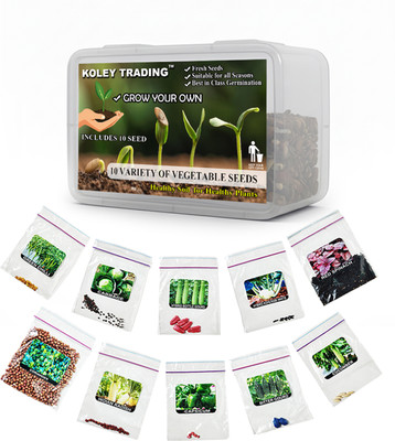 KOLEY TRADING 10 variety vegetable 2500+ seeds combo pack. Seed(10 g)