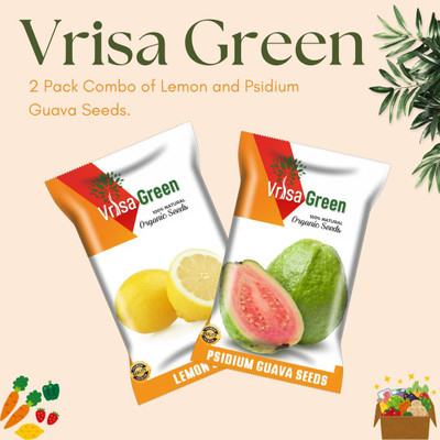 Vrisa Green Lemon & Psidium Guava Seeds Combo Seed(50 per packet)