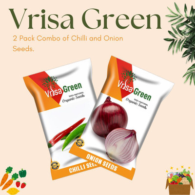 Vrisa Green Chilli and Onion Seeds for Terrace Gardening Seed(50 per packet)