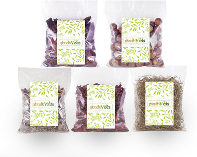 Shudhveda Organic Raw Amla, Reetha, Shikakai, Bhringraj & Hibiscus Combo – 250g Seed(250 g)