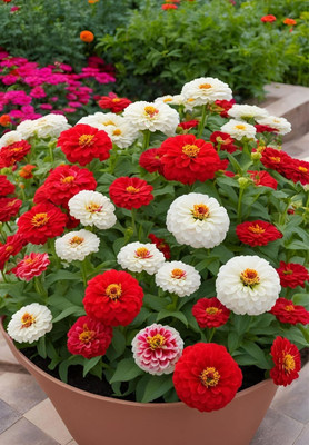SeedsVally Zinnia Double Multicolour Flower Seed(300 per packet)