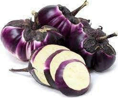 CYBEXIS Round Black Purple Eggplant Brinjal Seeds2400 Seeds Seed(2400 per packet)