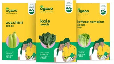 Ugaoo Exotic Vegetable Seeds Combo Of Kale, Lettuce Romaine (Long), Zucchini (Squash) Seed(300 g)